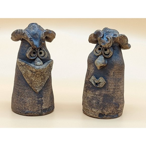 Vintage Salt and Pepper Shakers Cowboy and Cowgirl Clay McGillivray Handmade Art - Picture 1 of 10